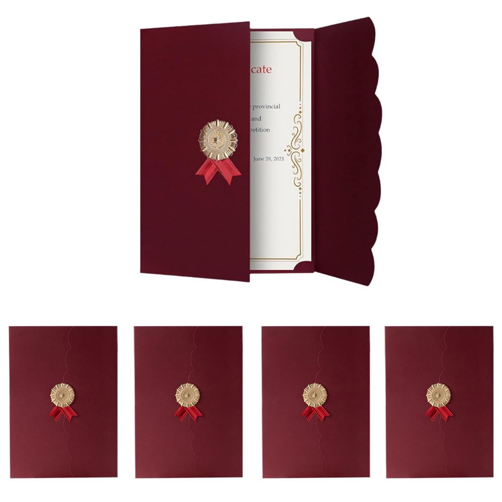 5Pcs A4 Certificate Holders Certificate Sleeves Honor Certificate Cover Diploma Covers Trifold Document Covers Graduation Diploma Folder Diploma Holder Certificates Cover for Award Certificates