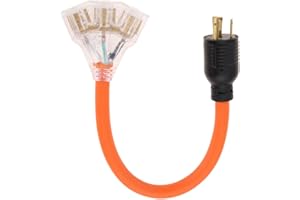 30 Amp to 110 Adapter Generator Power Cord, 3 Prong 30 Amp to 15 Amp or 20 Amp Generator Adapter, NEMA L5-30P Male to 3 x 5-1