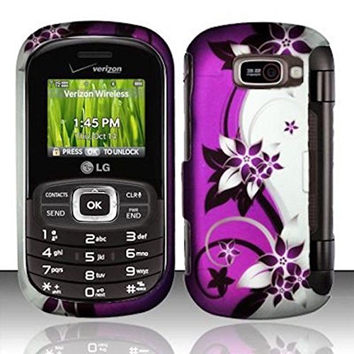 For LG Octane VN530 Rubberized HARD Protector Case Cover Purple Silver Vines For LG Octane VN530 Rubberized HARD Protector Case Cover Purple Silver Vines