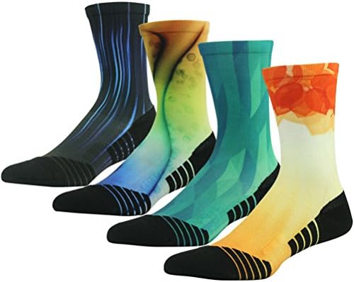 HUSOCycling Socks for Men Women, Novelty Bike Socks Fun Running Basketball Athletic Crew Socks 3, 4, 7 Pairs