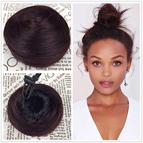 Straight Wine Red Hikyuu Wine Red Bun Clip In Human Hair Bun