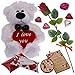 Prextex Valentine's Day Gift Set Including Valentine Red Rose, Wooden Valentine Card Ornament, Gift Boxes and More