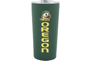 Decorvo Officially Licensed Collegiate Stainless Steel Tumbler - Double Walled Insulated Travel Tumbler with Slide Lid - 18 oz (Oregon Logo - Green)