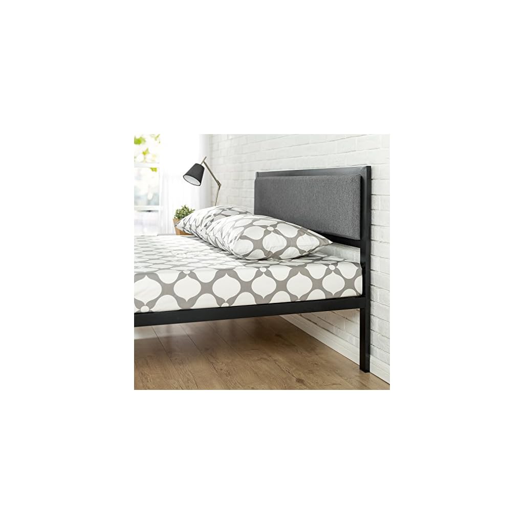 ZINUS Korey Metal Platform Bed Frame with Upholstered Headboard / Wood