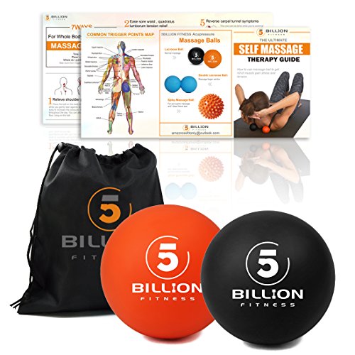 5BILLION Massage Balls - Lacrosse Balls, Massage Tennis Balls, Stress Balls - Deep Tissue Massage Tool for Myofascial Release, Muscle Relax, Physical Therapy (smooth)