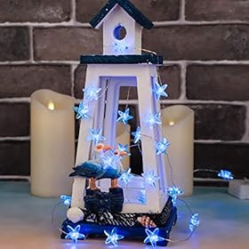 Silverstro Nautical Theme String Lights, 10ft 30 LEDs Ocean Starfish Fairy Lights with Remote, USB & Battery Operated… 51k5s5oMa1L