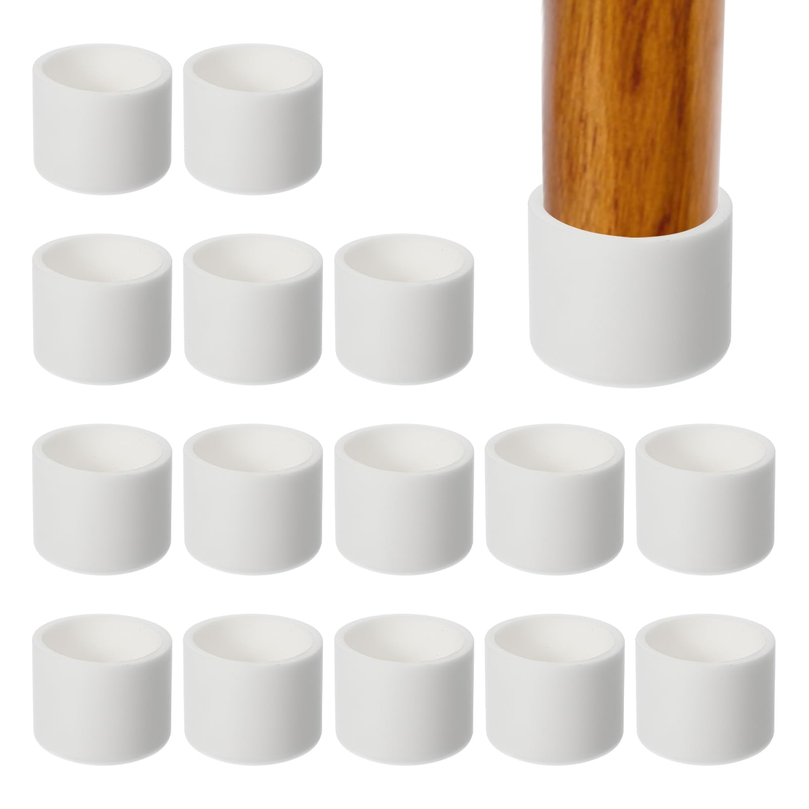 PATIKIL Round Rubber Chair Leg Caps Tips 1-3/8", 16 Pcs Plastic Furniture Leg Floor Protectors No Scratches No Noise for Chair Leg Protect Hardwood Floor, White