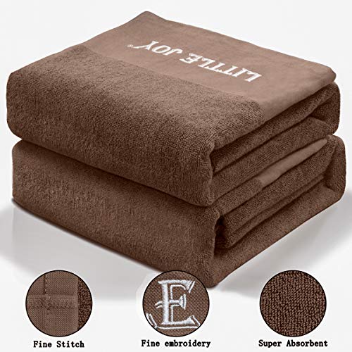 LITTLE JOY Bath Towels Set Extra Large 100% Cotton Highly Absorbent Super Soft Bathroom Towels Sets (Brown, Set of 2)