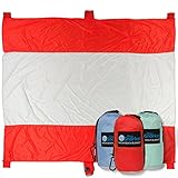 Mega Sand Proof Beach Blanket - XXL Oversized Blanket | 80% Larger than other Travel / Picnic Blankets. Huge 10’ x 9.5’ Family Size fits 7+ Adults. Perfect for Hiking, Camping and Festivals