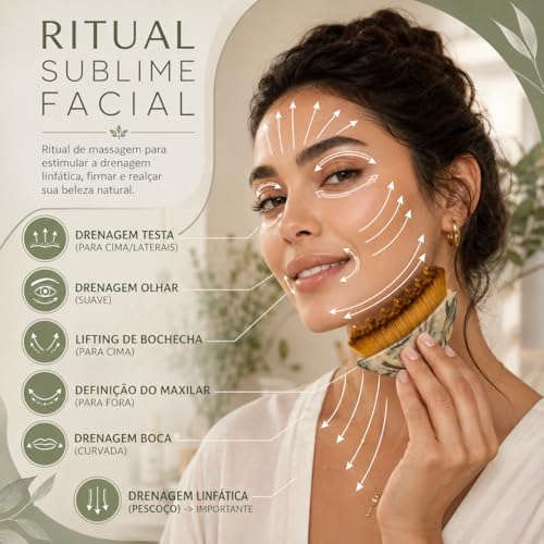 Escova de Drenagem Linfática Facial e Corporal Massageador Queixo Duplo Define Mandíbula Lifting Firmeza Desincha Rosto Cerdas Macias Skincare com Estojo Protetor para Todos os Tipos de Pele