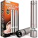 Electric Salt and Pepper Grinder Set with Stand | Premium Set of 2 Best Electronic Stainless Steel Spice Mills for Coarse Seasoning | Battery Powered One-Handed Pepper & Salt Grinders with Light primary