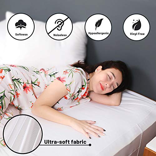ENITYA Waterproof Mattress Protector with Zipper,Breathable Mattress Encasement with Knitted Quiet Fabric,Premium Mattress Cover,Soft Mattress Pad Comes in All Sizes:T,TXL,F,Q,K,CK,Machine Washable.