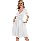 Summer Dresses for Women 2025 Casual Wrap V Neck Sundress Short Sleeve Vacation Graduation Dress