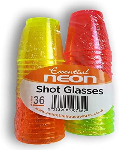 ESN 36 Neon Disposable Plastic Drinking Shot Cups Glass Party Rave
