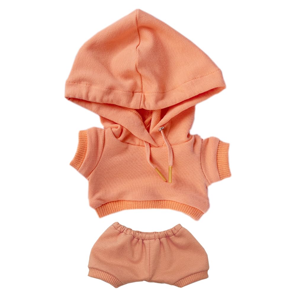 niannyyhouse 20cm Plush Doll Clothes Elastic Solid Sportswear Suits Hoodie Pants Soft Stuffed Plush Toy Dress Up Accessories (orange, 20cm)