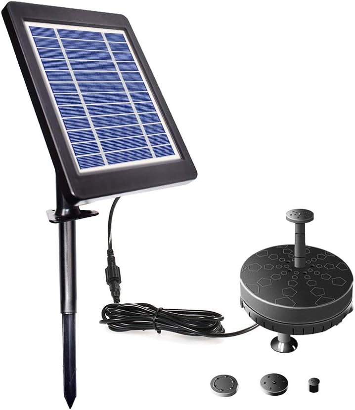 Fesjoy 6V 3.5W Solar Fountain Pump Garden Rockery Water Fountain for Patio Garden Pond Pool Birdbath Solar Powered Brushless Submersible Water Pump Built-in Battery LED