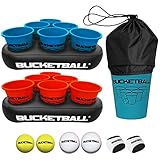 BucketBall Beach Edition Party Pack - Ultimate Beach, Poolside, Backyard, Camping, Tailgate, Outdoor Game - Includes 12 Buckets, 6 Game Balls, 2 Inflatable Racks, Tote Bag, Instructions