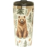 AetherSip Bear Coffee Mug – 15oz Insulated Stainless Steel Tumbler, Coffee Machine Friendly, Hot & Cold Drinks, Papa Bear Design, Wildlife Artist Watercolor