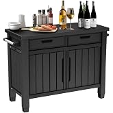 Outdoor Storage Cabinet with Drawers, Entertainment Buffet Table, Graphite Gray, 49.4" W x 35.4" H x 25.3" D