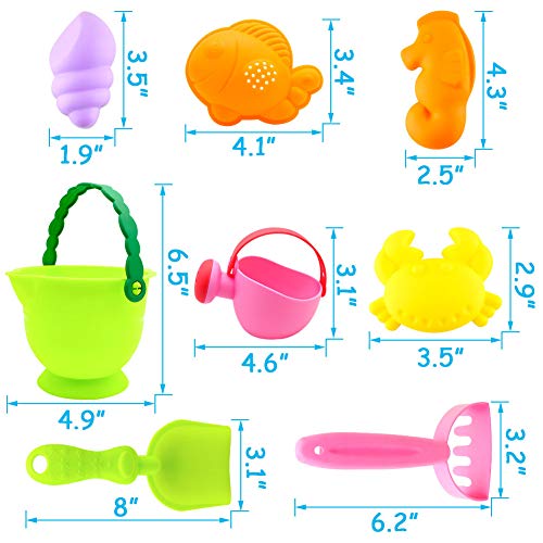 3 otters Kids Beach Sand Toy Set, 8PCS Sand Toys Beach Toys Sandbox Toys, Kids Outdoor Toys