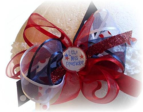 Amazon Com Little Miss Firecracker Hair Bow Fourth Of July Infant