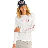 HUK Women's Standard Pursuit Long Sleeve, Performance Shirt + Sun Protection, White 3.0
