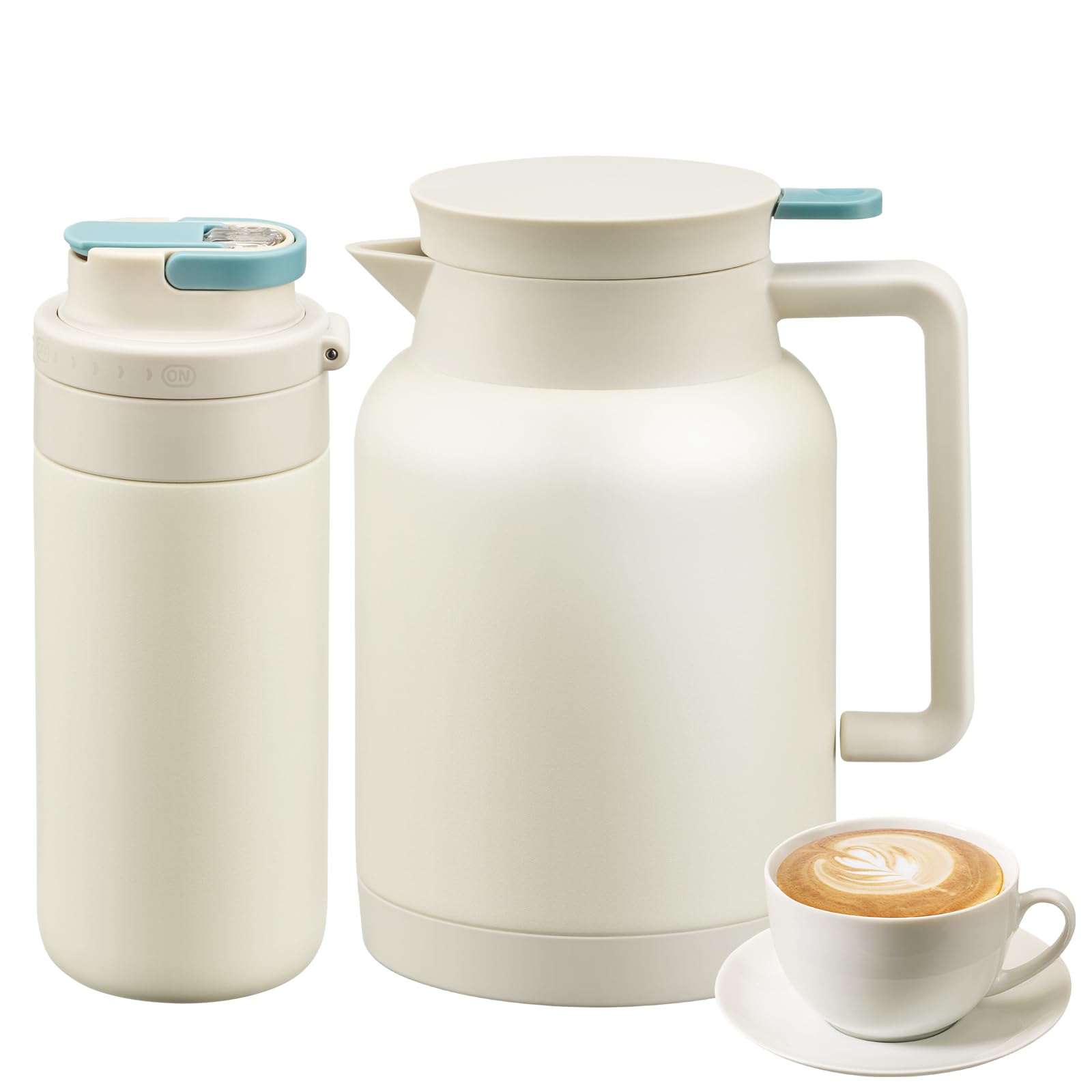 Photo 1 of JXXM 2 Pack 49oz Thermal Coffee Carafe and 15oz Insulated Water Bottle, Stainless Steel Vacuum Thermal Carafes and Water Bottle for Keeping Coffee, Tea, Water - Keep 12 Hours Hot, 24 Hours Cold