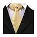 Hi-Tie Mens Gold Plaid Silk Tie Hanky Cufflinks set (Gold)