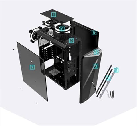 Cajas de computadora Unidad central Caja de la computadora caja de la PC Gaming Torres Cristal computadora de escritorio completa del lado del chasis transparente ( Color : Black , Size : One size )