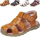 DADAWEN Boy's Girl's Leather Closed Toe Outdoor Sandal (Toddler/Little Kid/Big Kid) Yellow US Size 11 M Little Kid