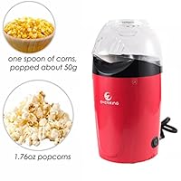 E EVERKING Popcorn Machine, Popcorn Maker, 1200W Power Hot Air Popcorn Popper No Oil Needed, With Wide Mouth Design, Includes Measuring Cup and Removable Lid, FDA Approved and BPA-Free