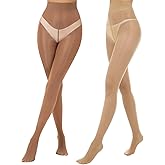 Aaronano 2 Pairs Shiny Pantyhose for Women High Waist Silk Oil Shimmer Sheer Tights