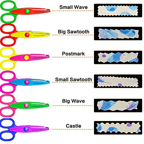 image for Kasmena Children Scissors,6 Pcs Kids Safety Paper Craft Edger Scissors