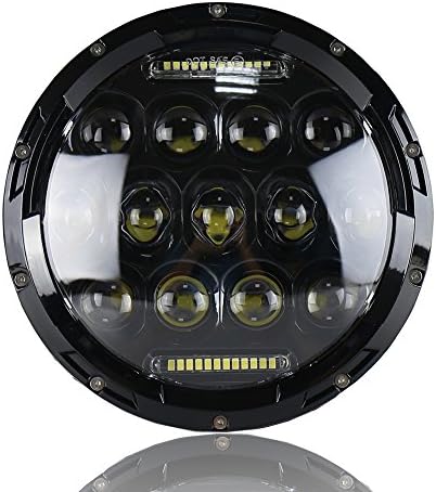 Sun Schnee 7" Inches 75W CREE LED Headlight Projector Headlamp for Harley-Davidson Jeep Wrangler JK Motorcycle with DRL and High/Low Beam 1 PCS Black