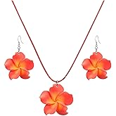 QUSIJIA 4 Pairs Tropical Bohemian Dangle Earrings For Women Hawaii Plant Daisy Flower Drop Earrings Set