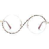 Zeelool Chic Semi-rimless Round Eyeglasses Frames for Women Fashion Blue Light Glasses with Spring Hinges Elphaba Cosplay