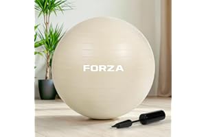 FORZA Anti-Burst Yoga Ball 22in with Pump – Non-Slip Stability Exercise Ball for Yoga, Pilates, Physiotherapy, Pregnancy & Co