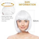 Aomig 3 Pack Short White Bob Wigs Set with 2 Wig Caps Neon Fancy Dress view 2