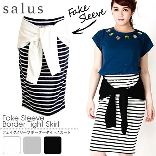 Amazon サルース Salus フェイクスリーブボーダータイトスカート F フリー T0b グレー スカート 通販
