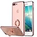 iPhone 8 Plus Case,iPhone 7 Plus Case, Ultra Thin Clear Luxury TPU Rose Gold Bumper Case Cover with Built-in Ring Grip Holder for Apple iPhone 8 Plus/iPhone 7 Plus