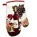 MJM Innovations Kitchen Towel Linen Set of 5 Pieces | 2 Towels 2 Potholders & 1 Oven Mitten | Featuring Wine Vineyard Grapes, Wine Glass & Bottle, Red Rose Flower, Bordeaux Chateau Roma (Wine)