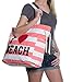 Beach Bags - Extra Large Waterproof Canvas Striped Beach Bag Tote For Women