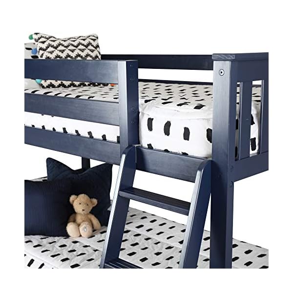 Max & Lily Solid Wood Twin Low Bunk Bed, Blue The Home Kitchen Store