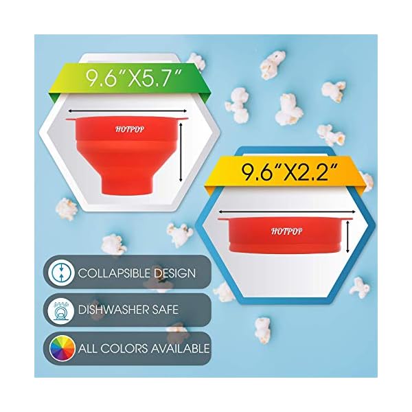 The Original Hotpop Microwave Popcorn Popper Silicone Bowl, BPAFree