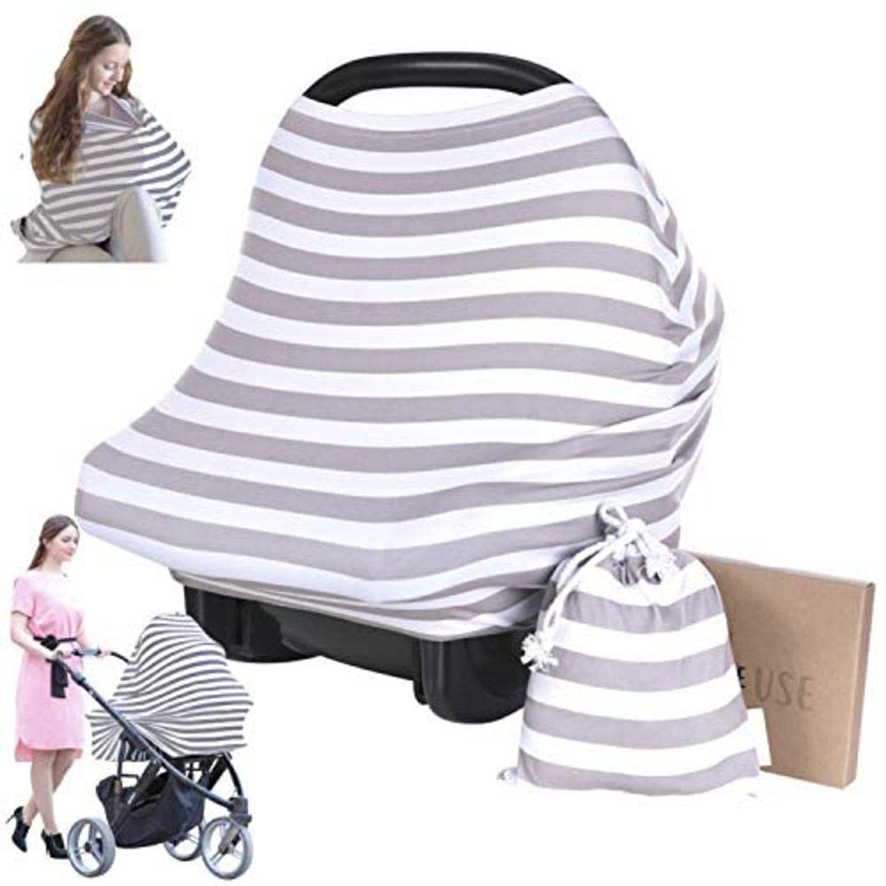 Car Seat Covers for Babies - Nursing Covers for Breastfeeding, Baby Car Seat Canopy for Girls, Boys, Nursing Essentials for Breastfeeding Women, Infant Stroller Privacy Protection (BFF Gray)