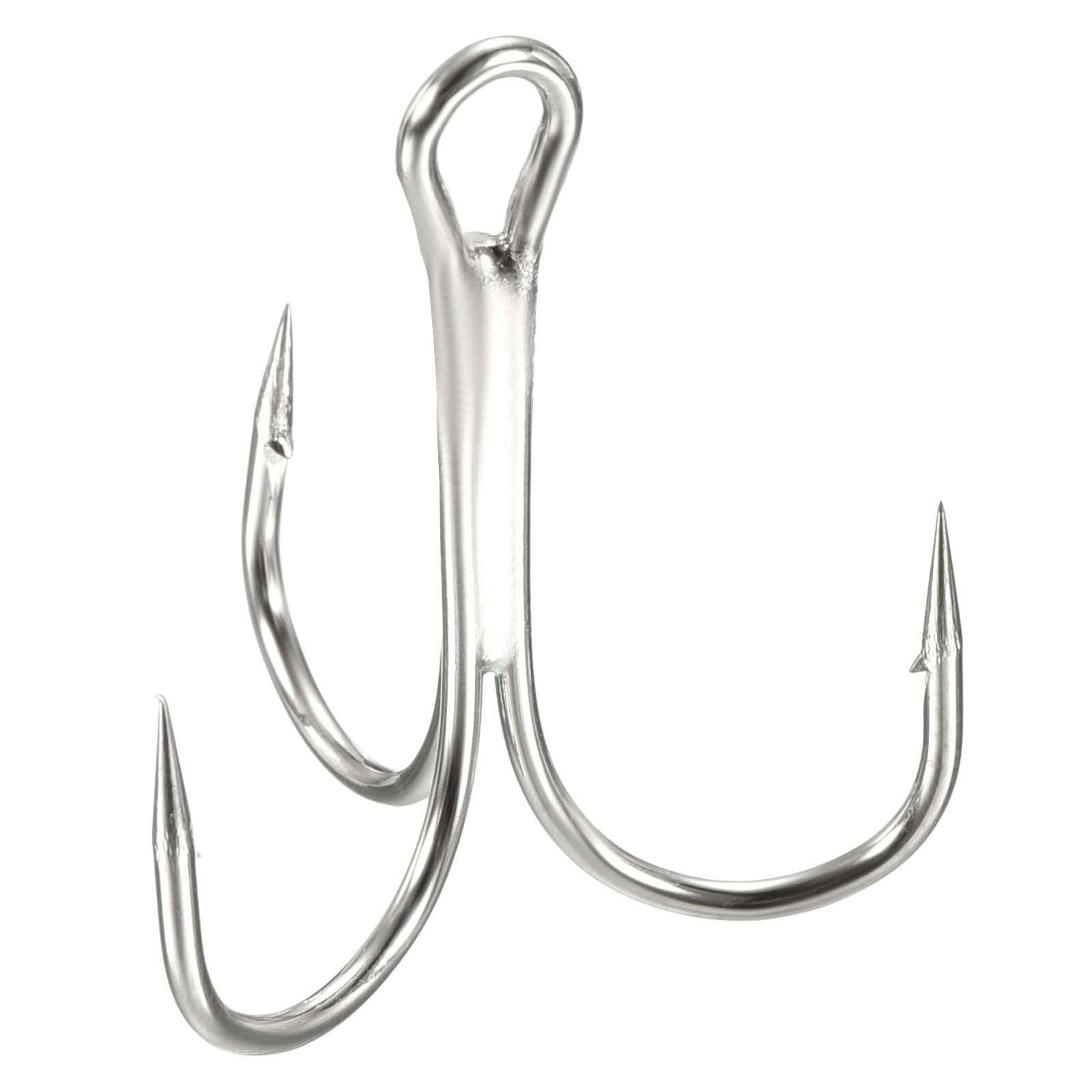 PATIKIL 1/0# Treble Fish Hooks, 20 Pack 1.26" L Carbon Steel Sharp Round Bend Hook Triple Barbed Hook for Freshwater Saltwater, White