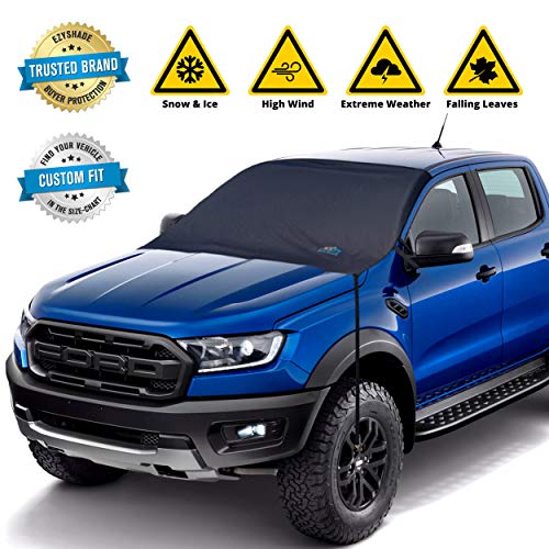 EzyShade Car Windshield Cover for Ice and Snow. Windshield Snow Cover for Car SUV Truck. Frost Guard Windshield Cover, Car Snow Cover, Automotive Winter Car Accessories. See Size-Chart - Max (L) Size
