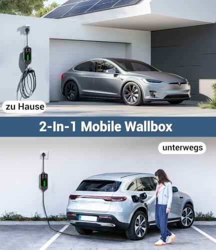 Type 2 Charging Cable Schuko 3.7 kW - 7 m | 6-16 A | 1-Phase Portable Charging Cable Car, Adjustable Charging Power, Setting Start Time, LCD Display, IP65 Waterproof, for All EVs (IEC 62196-2) & PHEVS
