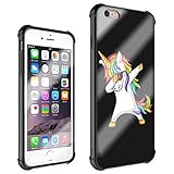 iPhone 6S Cases,iPhone 6 Cases with Cute Cartoon Design,[Four Corners Thicken Shockproof] Tempered Glass Pattern Painted Mirror Bumper Cover Case for iPhone 6/6S-Rock Unicorn