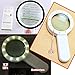 Magnifying Glass with 12 LED Light 20X Handheld, Illuminated Magnifier for Reading, Inspection, Exploring, Hobbies, Seniors, Maps, Macular- White/Black